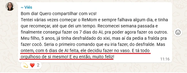 No sexto dia, decidiu fazer cocô no vaso