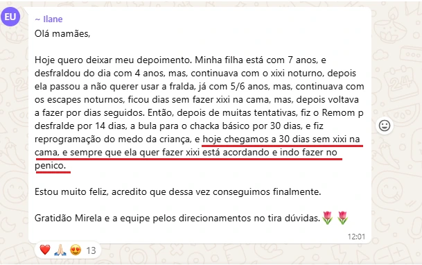 Trinta dias sem xixi na cama