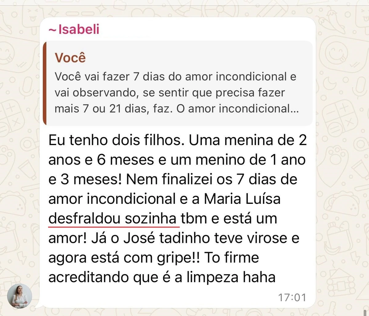 Desfraldou sozinha antes do sétimo dia
